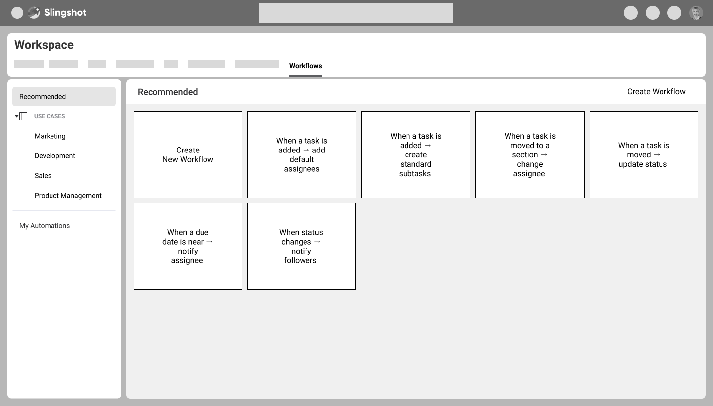 Automation flow wireframe