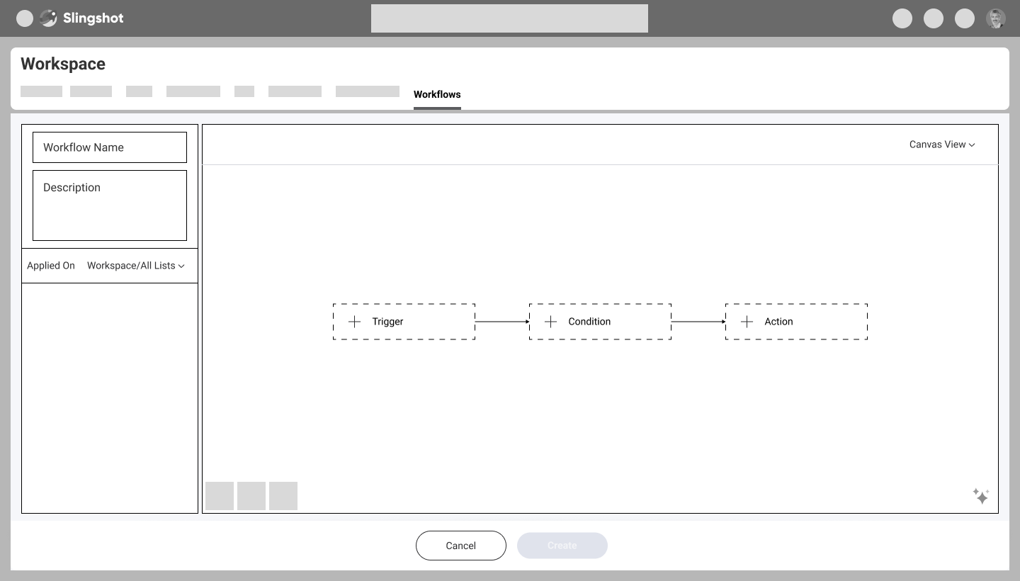 Automation settings wireframe