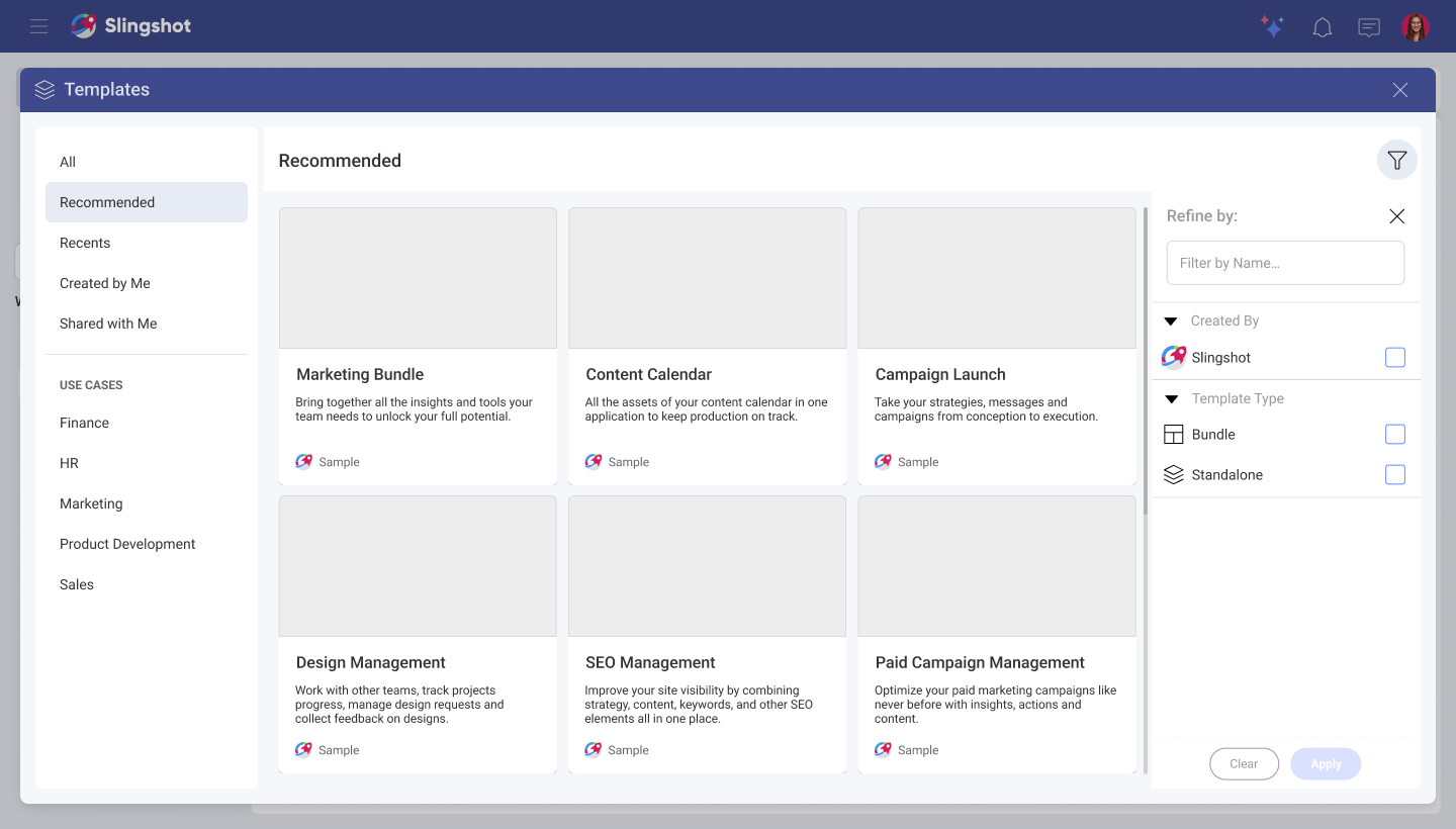 Template category design